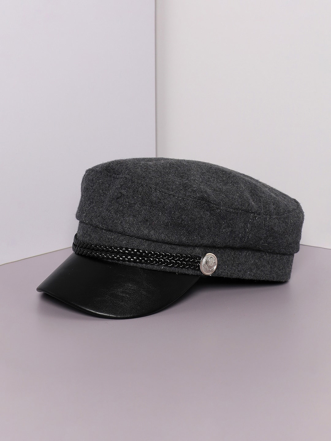 

French Accent Self Design Casual Bakerboy Hat, Grey