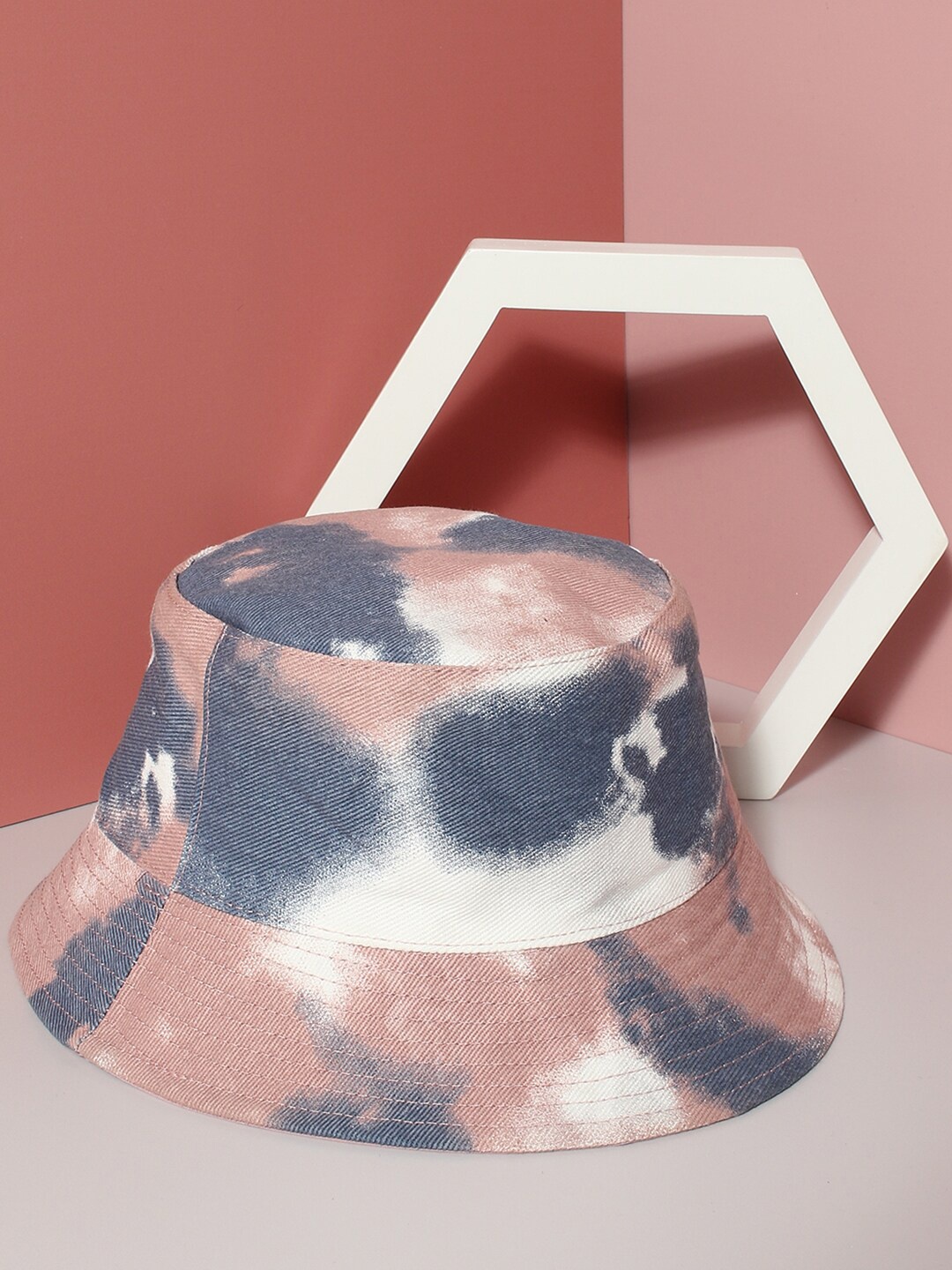 

French Accent Men Tie & Dye Printed Vintage Bucket Hat, Pink