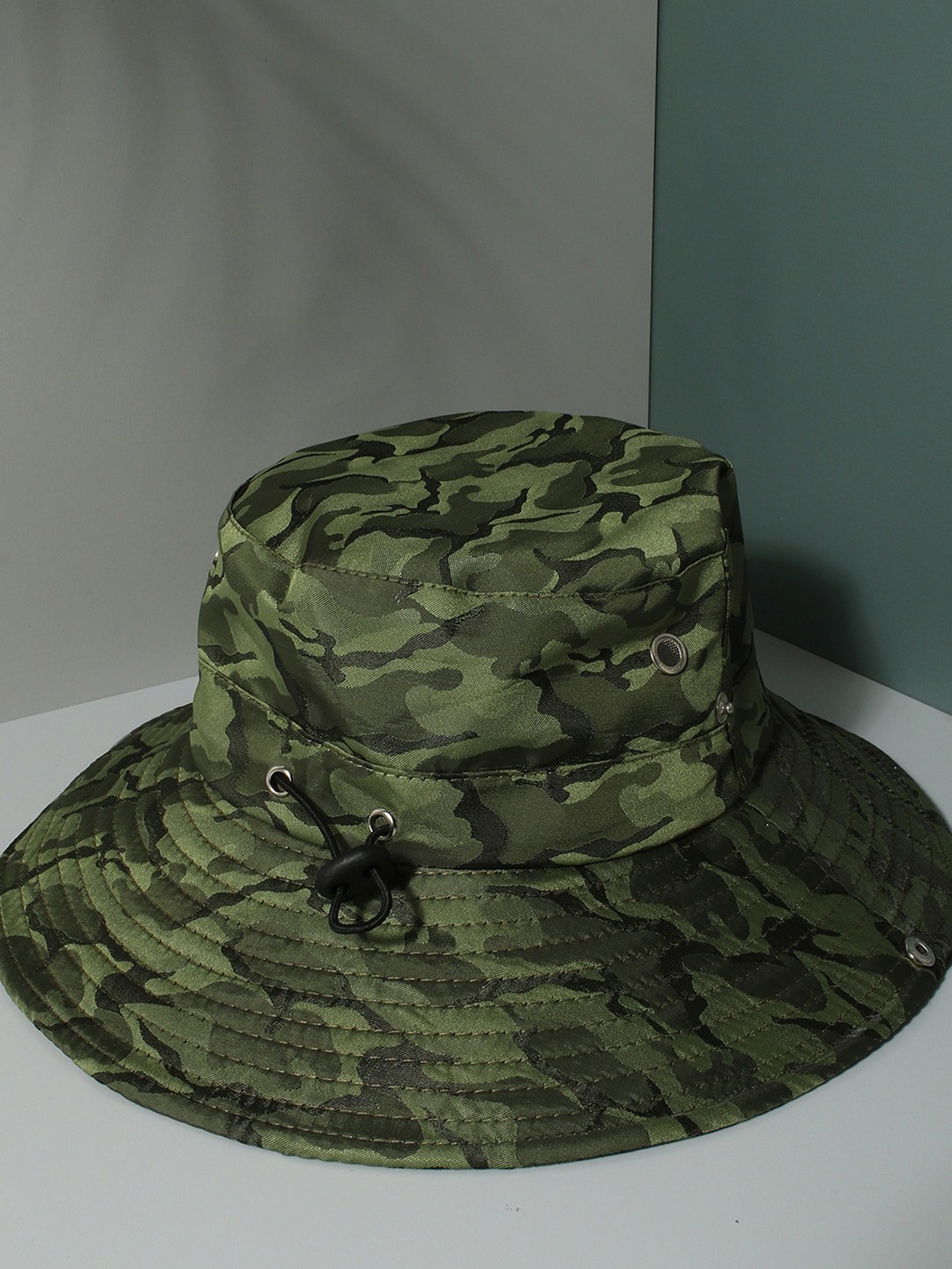 

French Accent Men Camouflage Printed Fedora Hat, Green