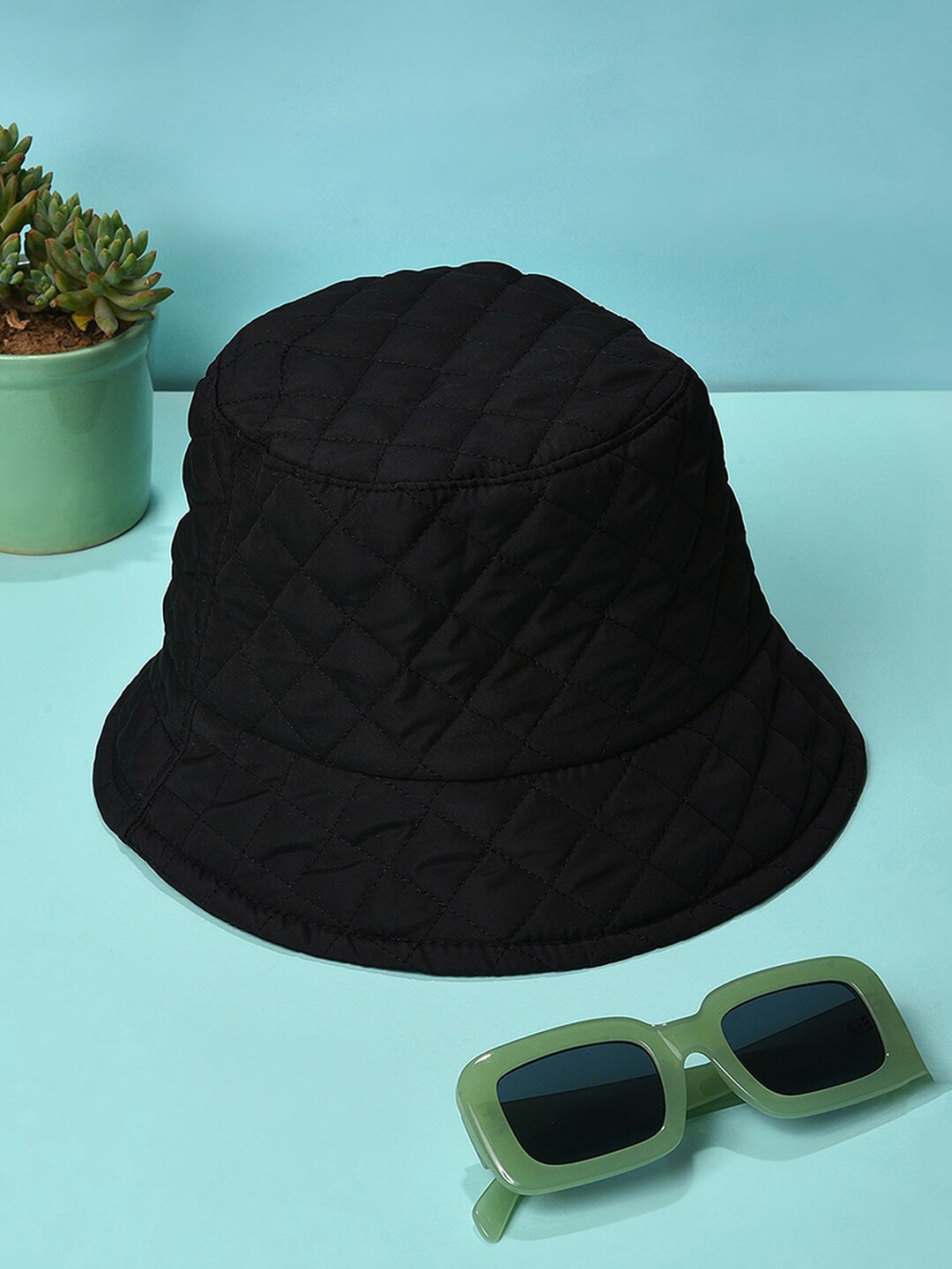 

French Accent Men Quilted Bucket Hat, Black