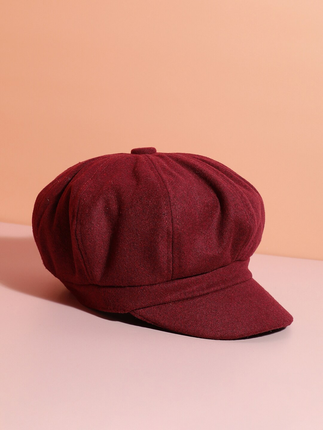 

French Accent Men Vintage Bakerboy Hat, Maroon