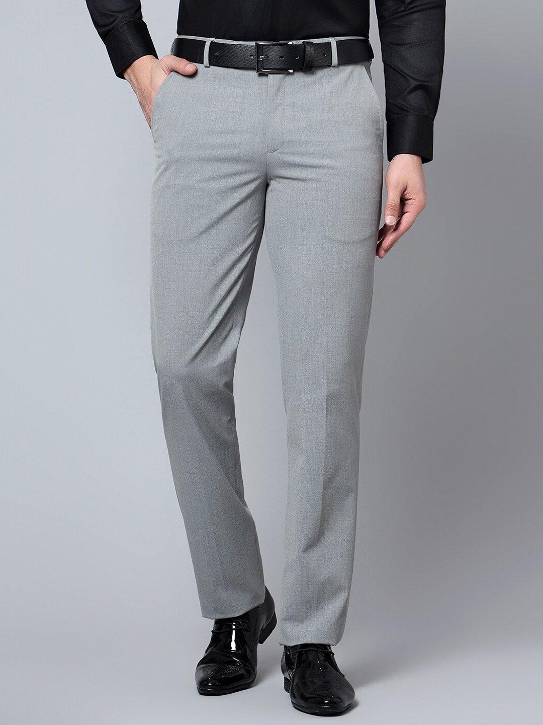 

Cantabil Men Mid-Rise Plain Formal Trousers, Grey