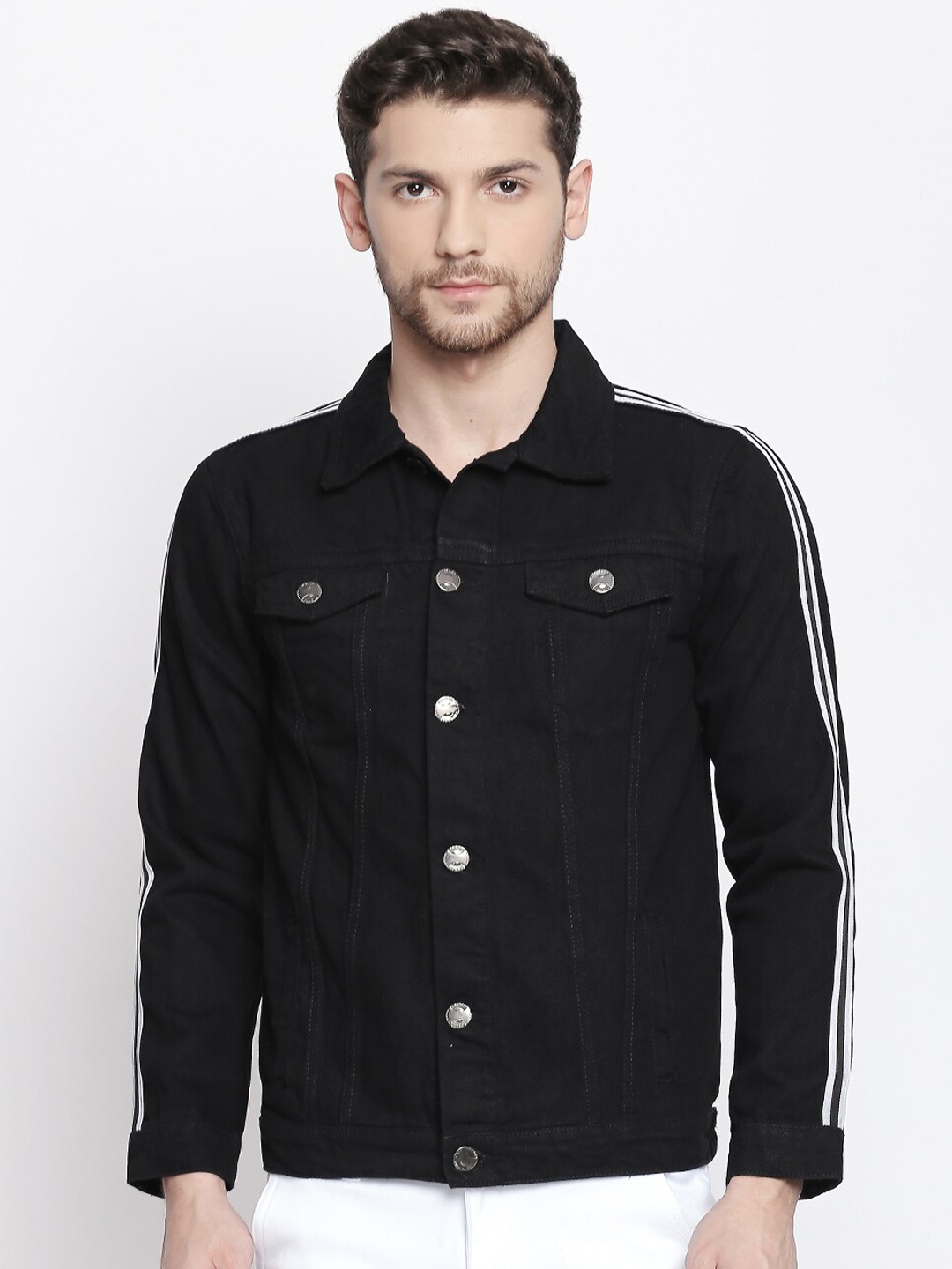 

High Star Spread Collar Denim Jacket, Black