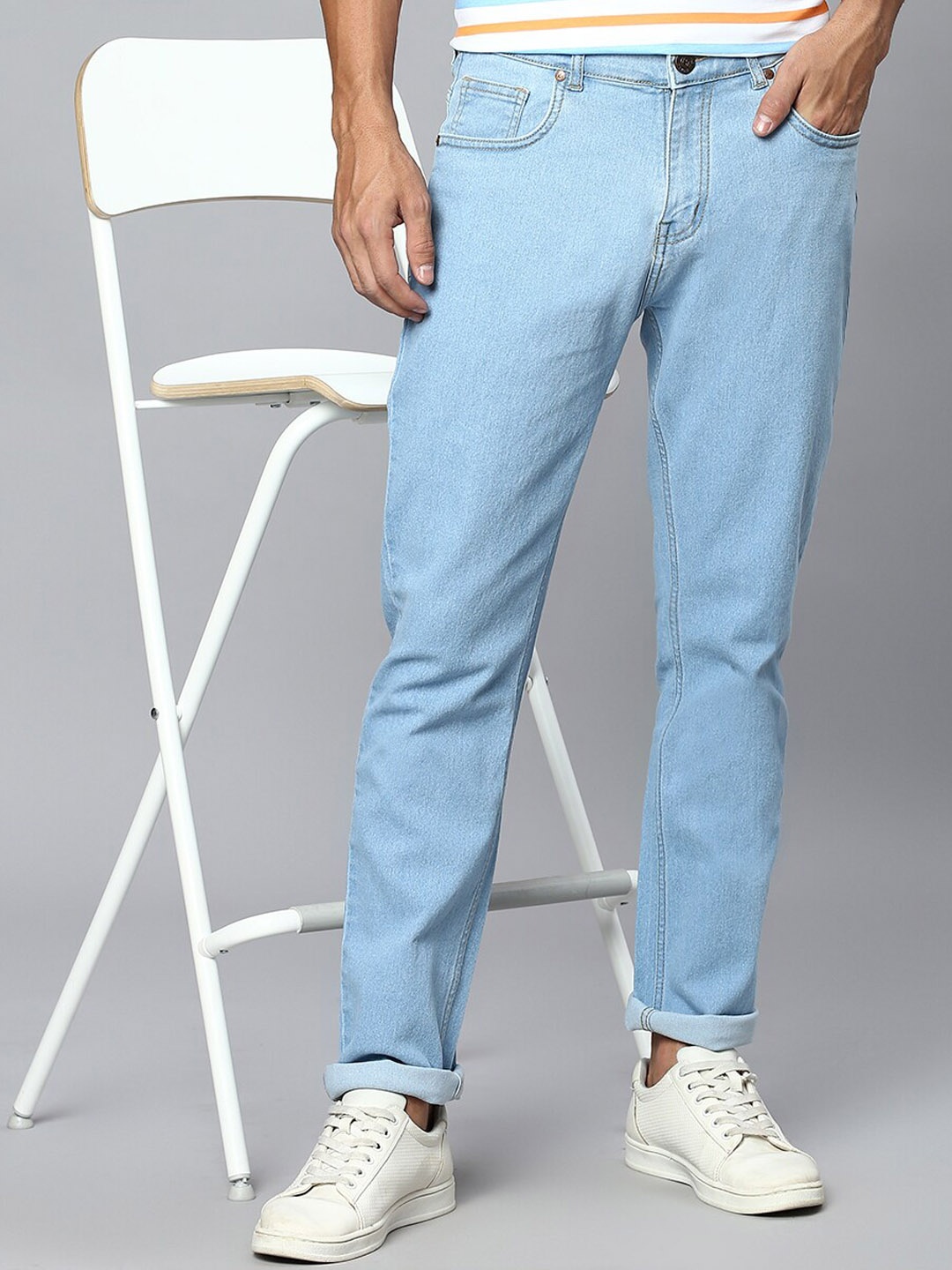 

High Star Men Mid-Rise Clean Look Slim Fit Stretchable Jeans, Blue