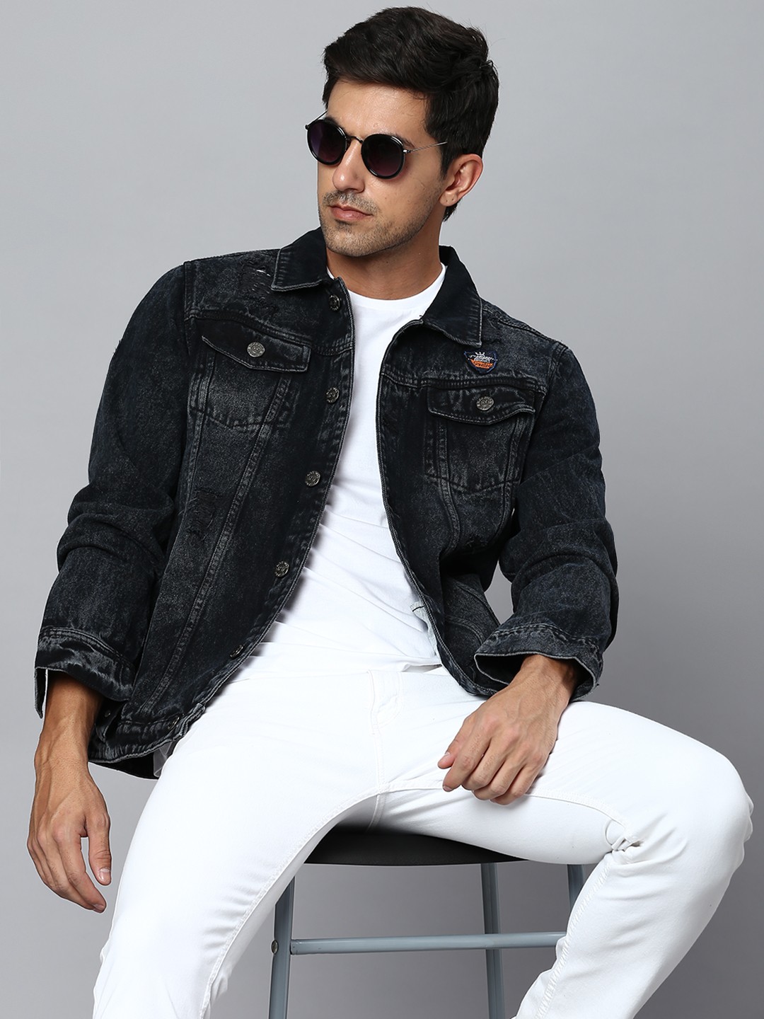 

High Star Washed Denim Jacket, Charcoal