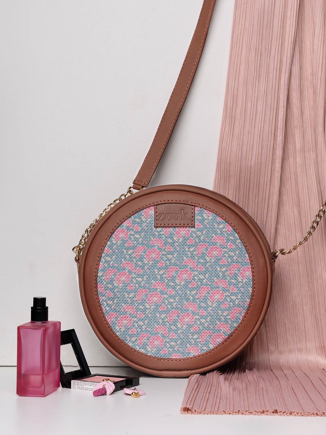 

ZOUK Ethnic Motif Printed Structured Jute Sling Bag, Blue
