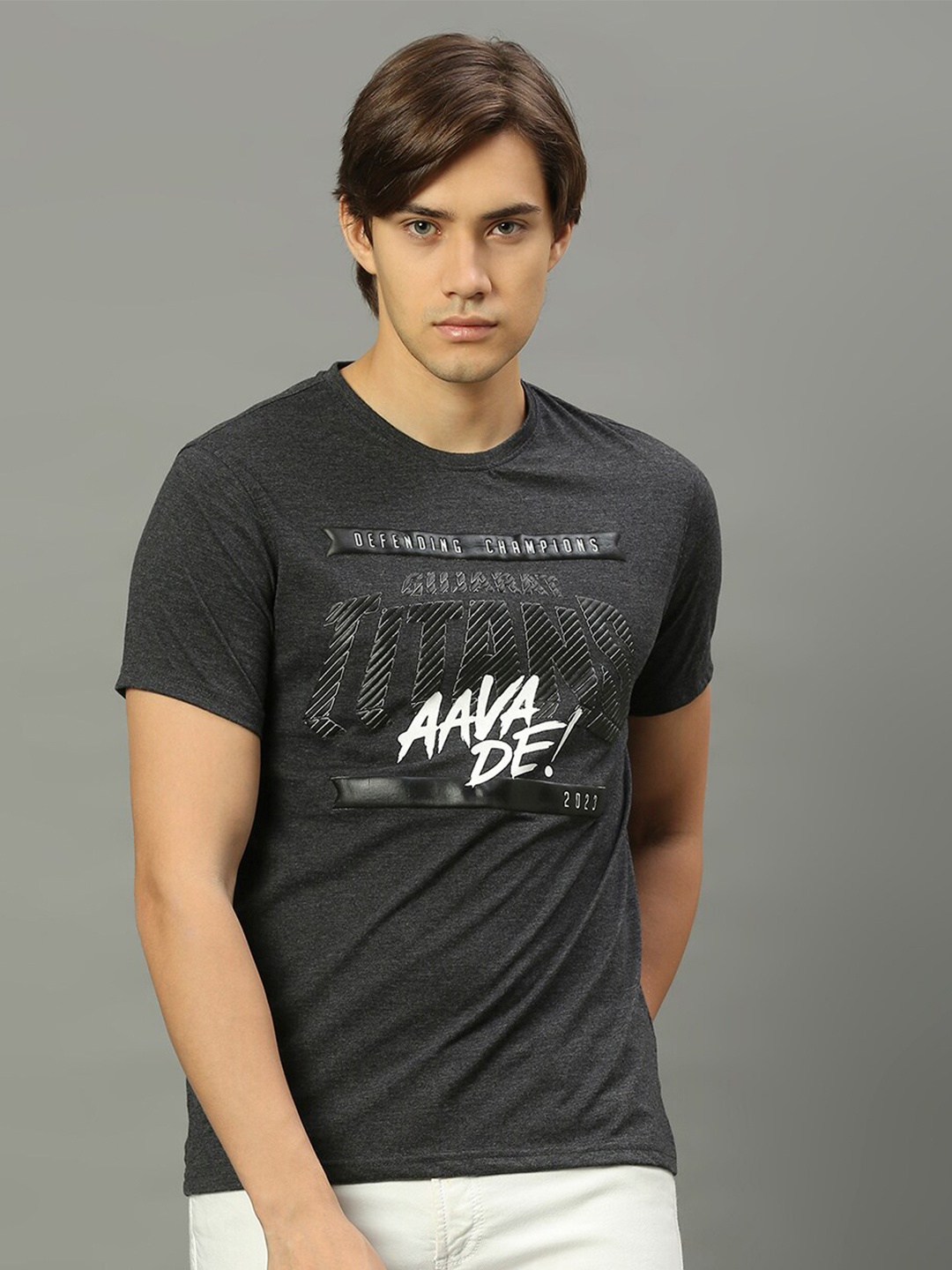 

FanCode Gujarat Titans Printed Round Neck Short Sleeves T-shirt, Charcoal