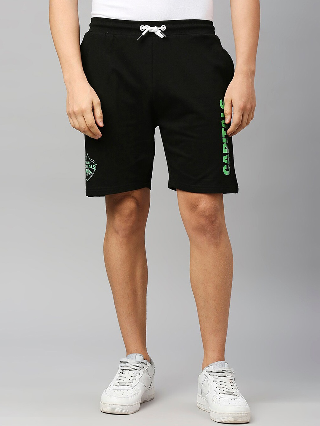 

FanCode Men Typography Printed Cotton Sports Shorts, Black