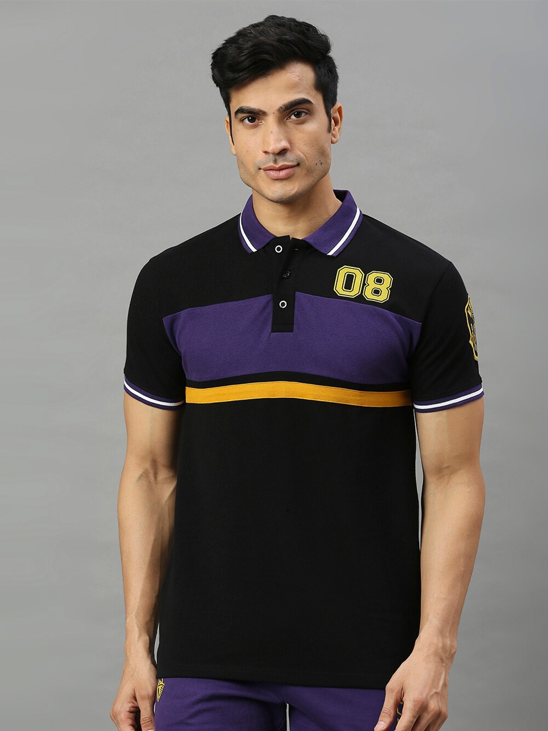 

FanCode Kolkata Knight Riders Printed Polo Collar Cotton T-shirt, Black