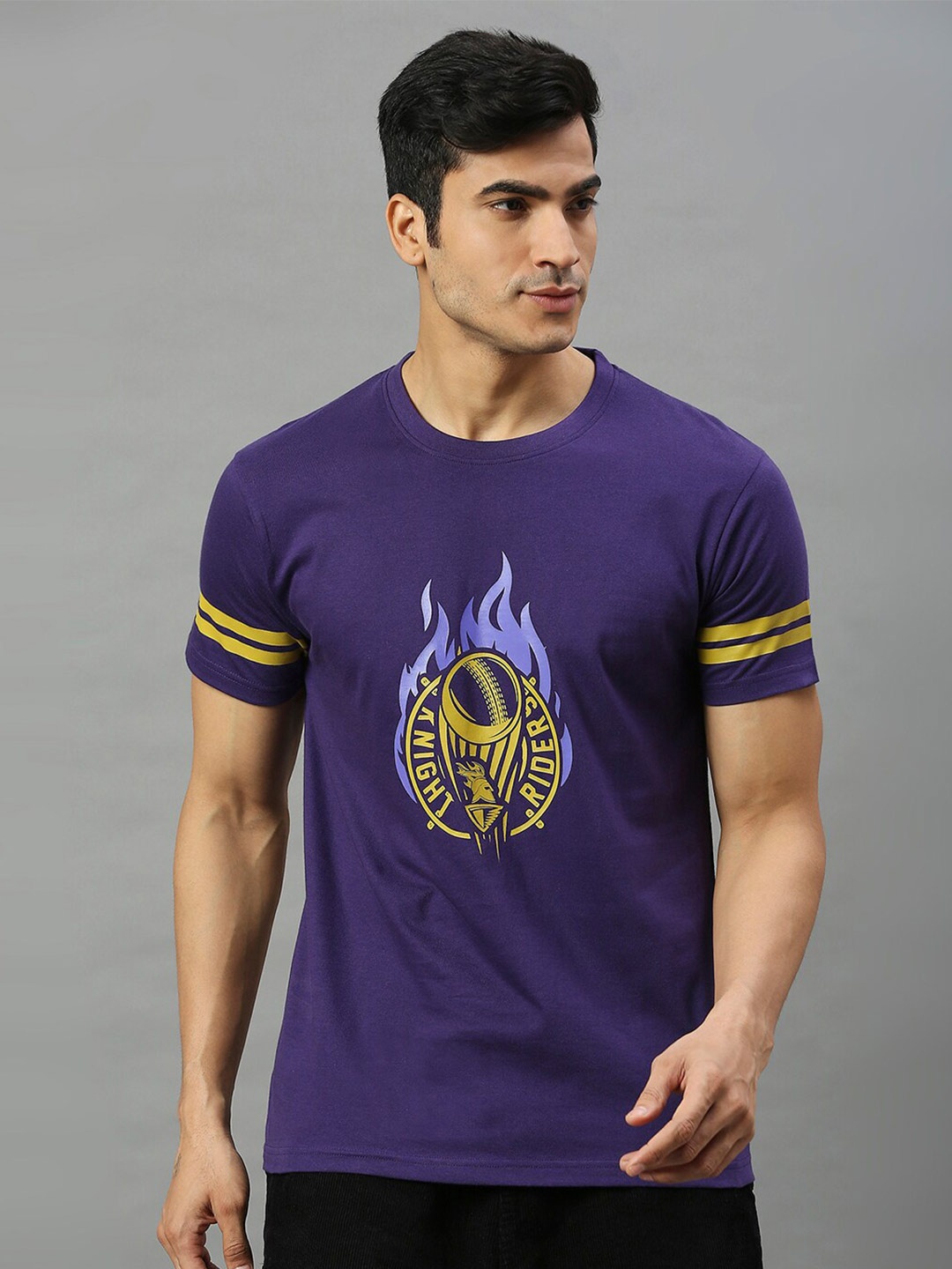 

FanCode Kolkata Knight Riders Printed Cotton Sports T-Shirt, Purple