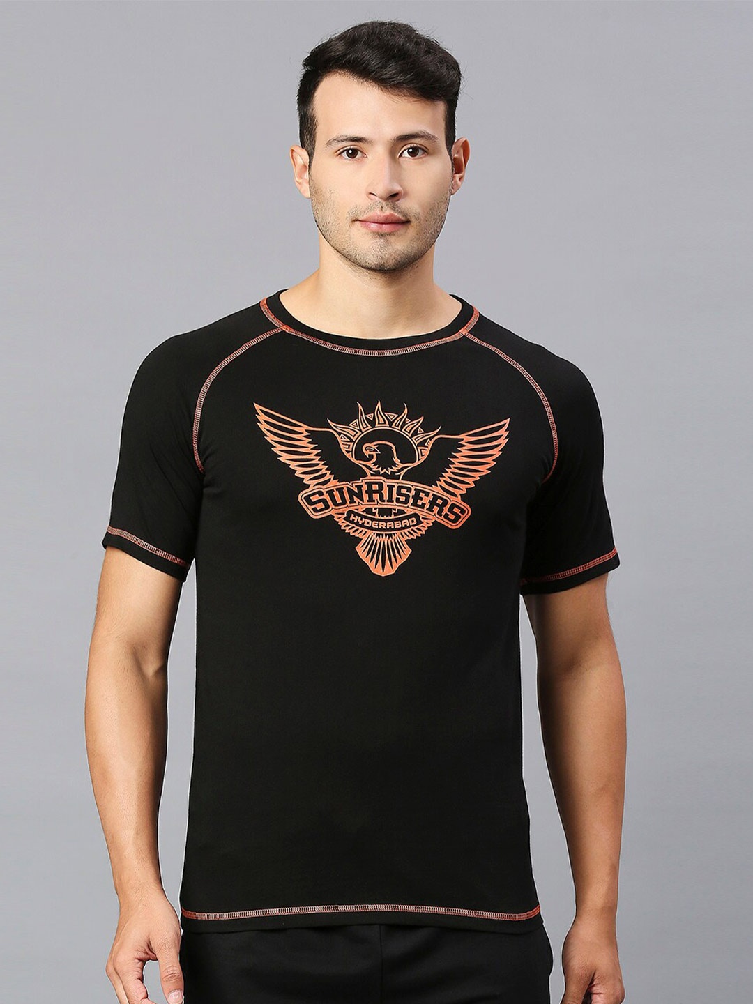 

FanCode Sunrisers Hyderabad Printed Cotton Sports T-Shirt, Black