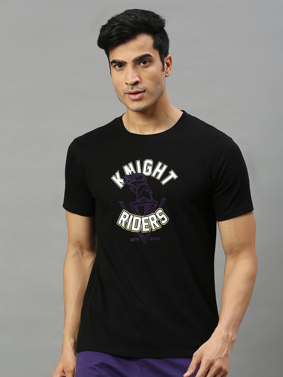 

FanCode Kolkata Knight Riders Printed Cotton Sports T-Shirt, Black