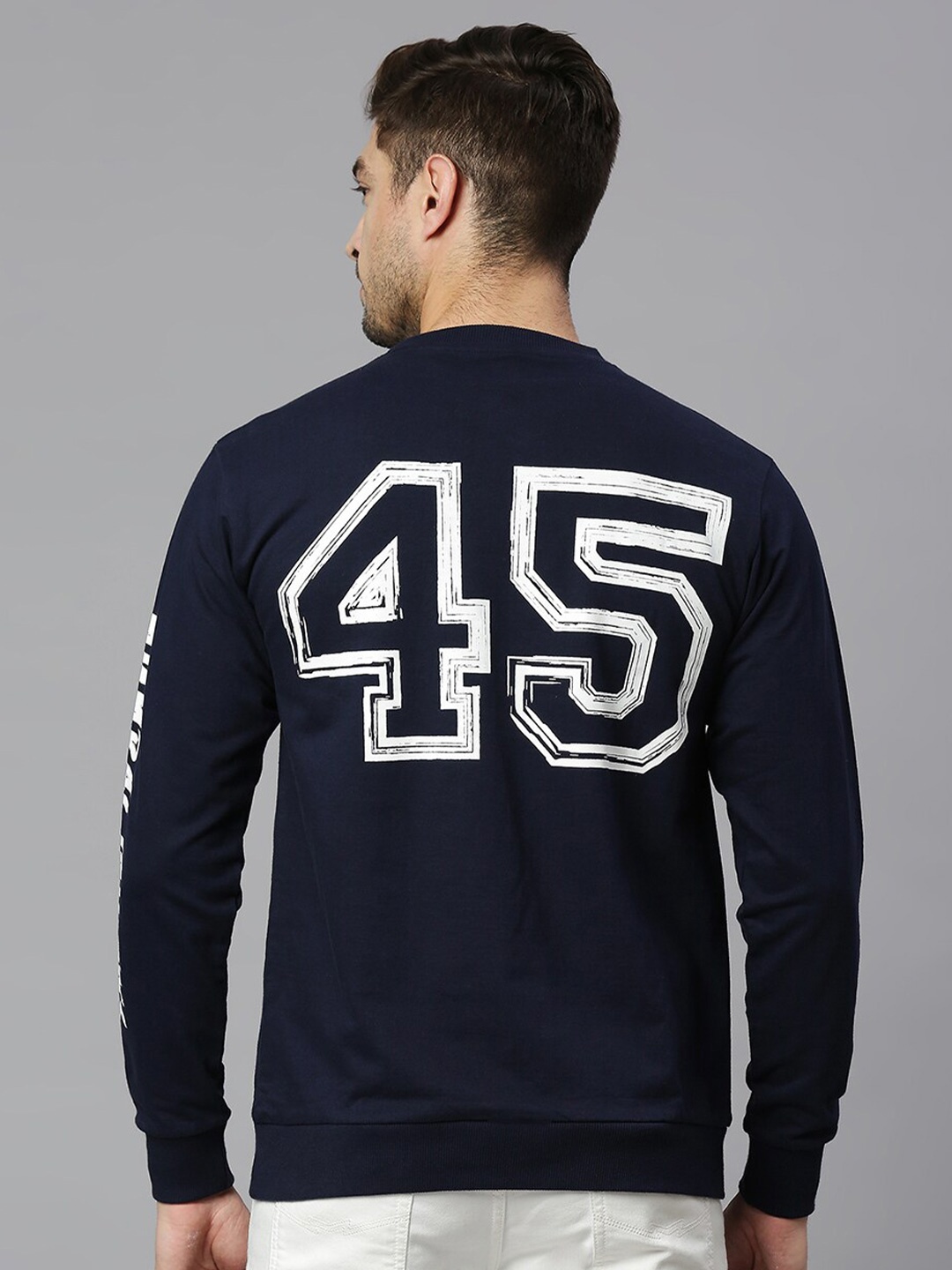 

FanCode Typography Printed Mumbai Indians Cotton Sweatshirt, Navy blue