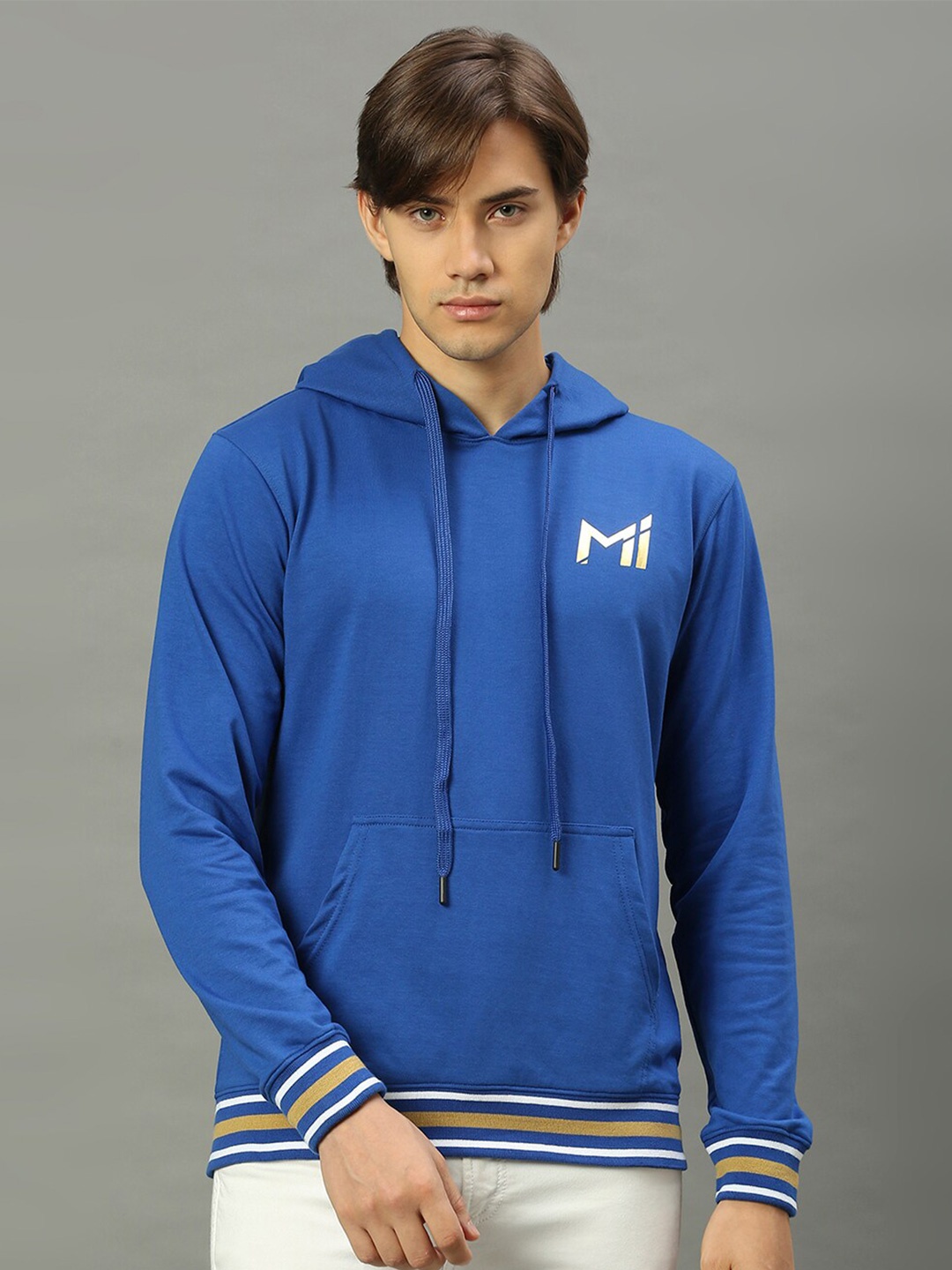 

FanCode Hooded Neck Mumbai Indians Cotton Sweatshirt, Blue