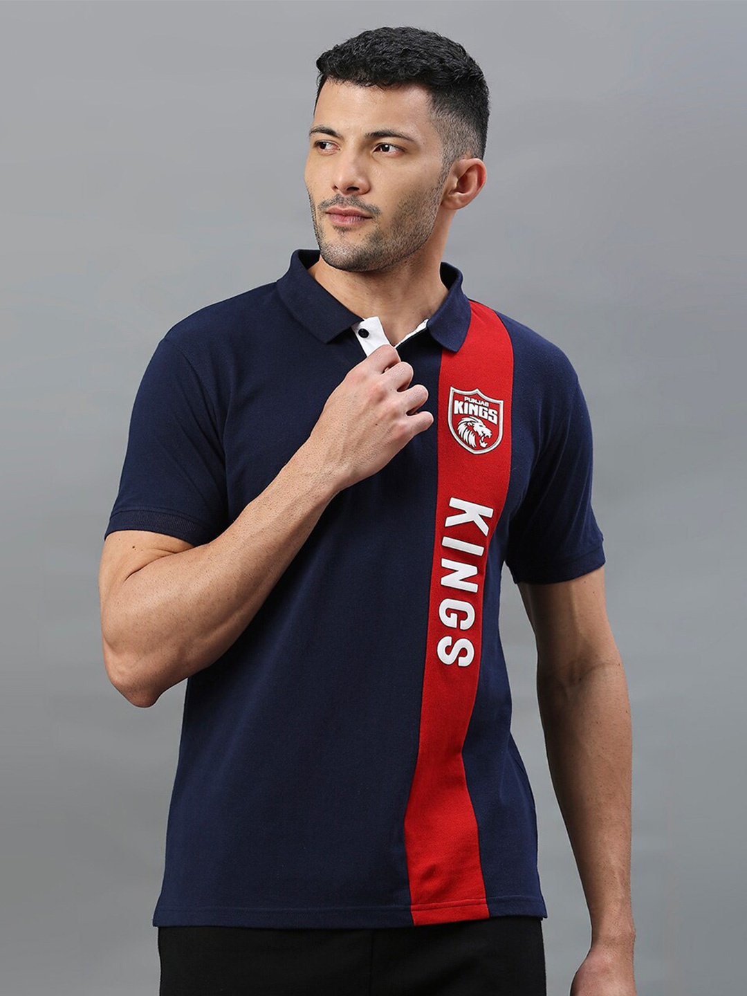 

FanCode Punjab Kings Printed Cotton T-shirt, Blue