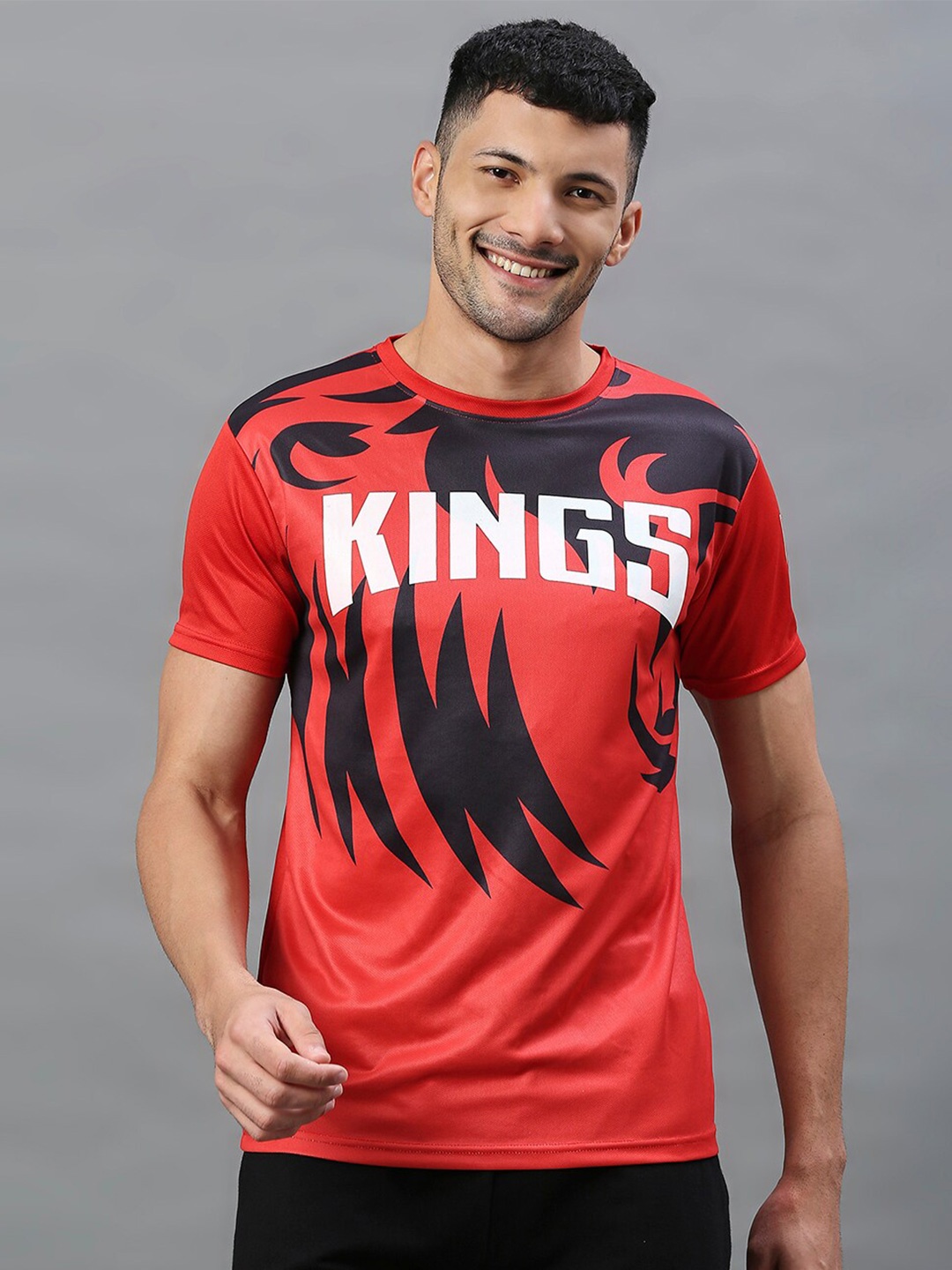 

FanCode Punjab Kings Printed Sports T-shirt, Red