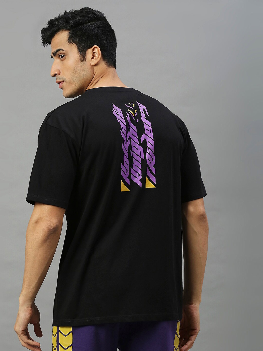 

FanCode Kolkata Knight Riders Typography Printed Drop shoulder Cotton T-shirt, Black