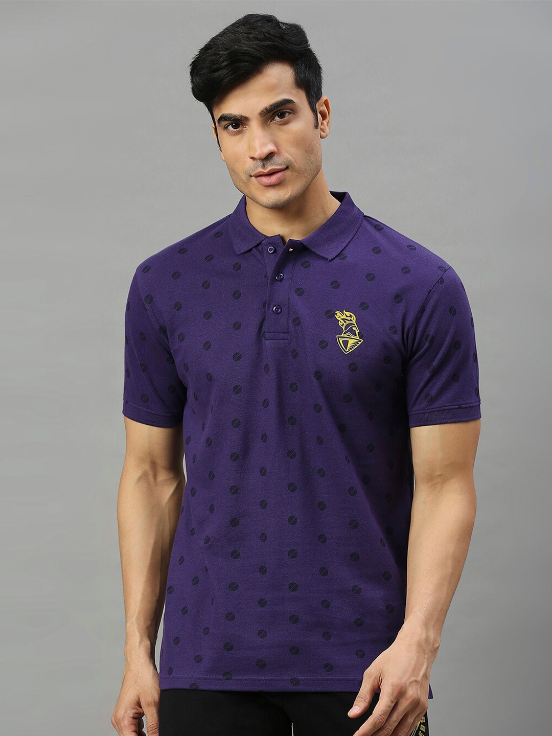 

FanCode Polo Collar Kolkata Knight Riders Printed Cotton T-shirt, Purple