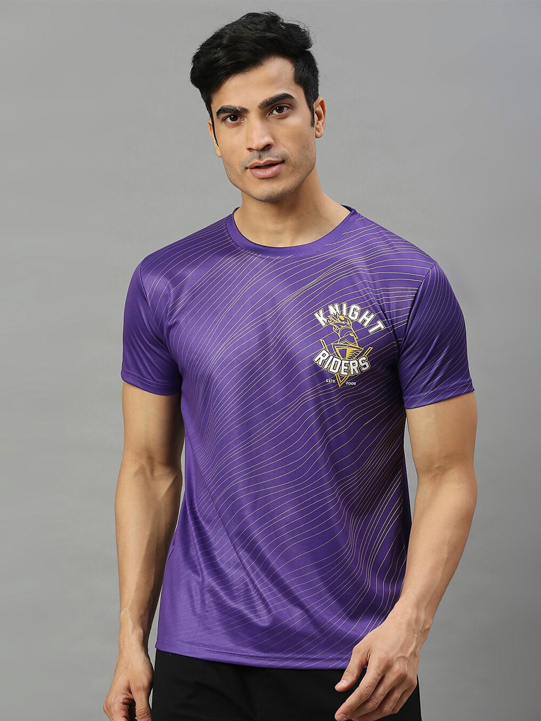 

FanCode Kolkata Knight Riders Logo Print Round Neck Cotton T-shirt, Purple
