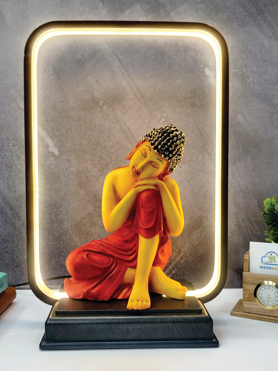 

WENS Red & Yellow LED Framed Gautama Buddha Idol Showpiece