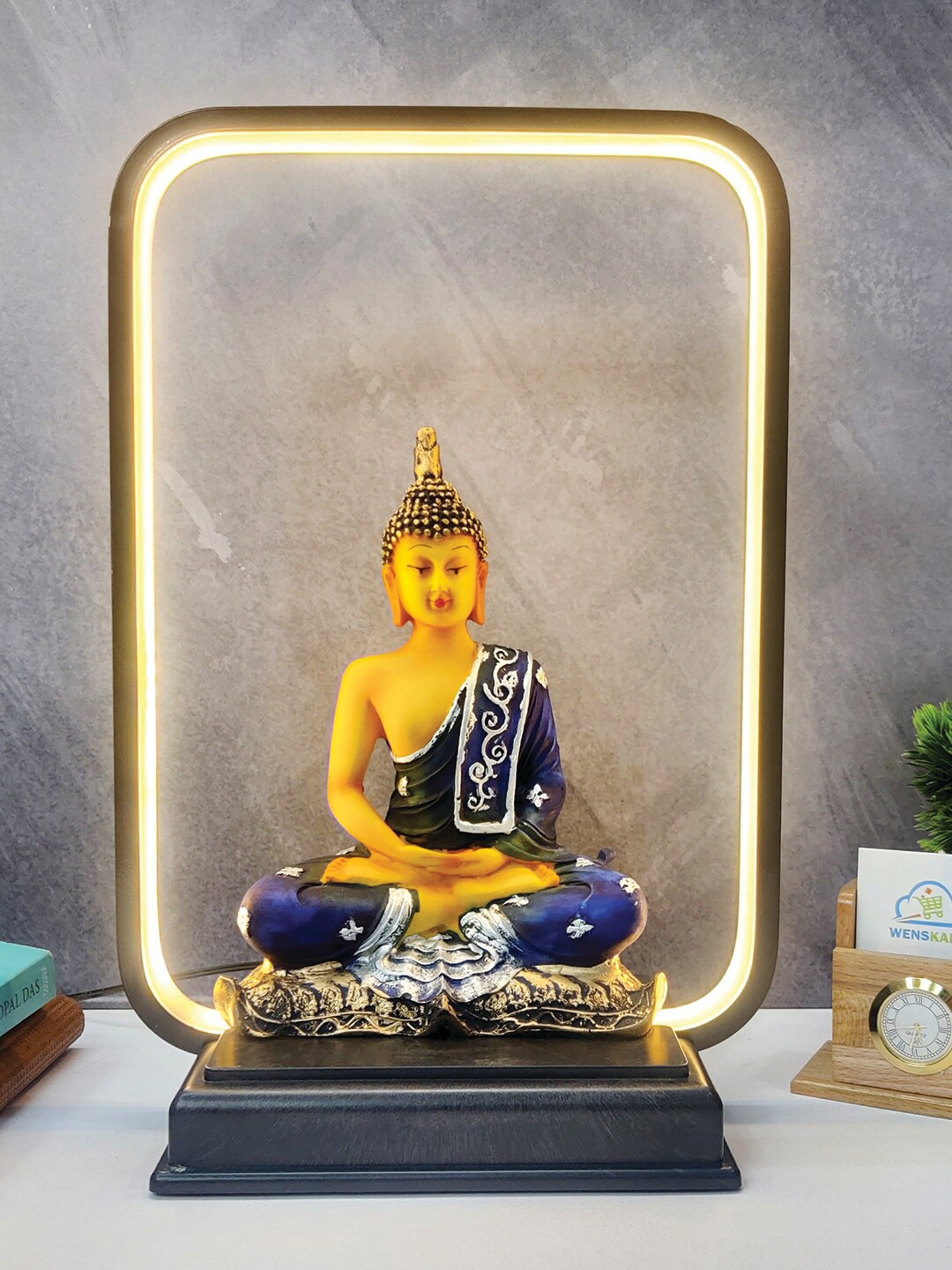 

WENS Blue Gautama Buddha Statue Showpiece with LED light