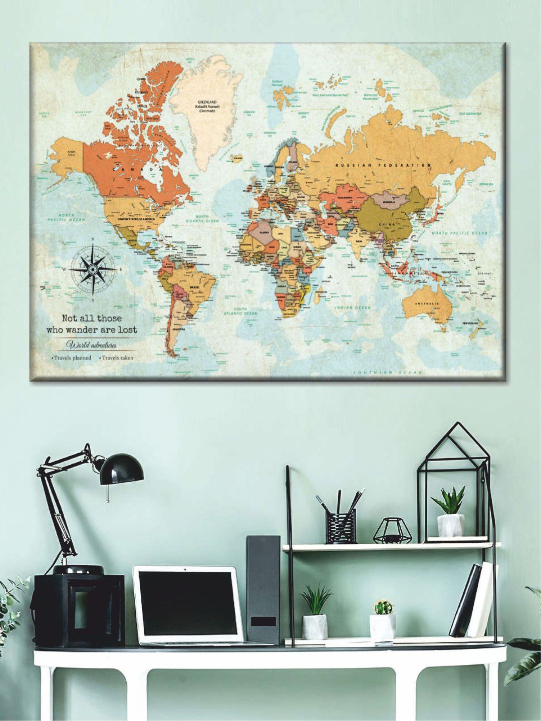 

POSTERS AND TRUSS Blue World Map Wall Art