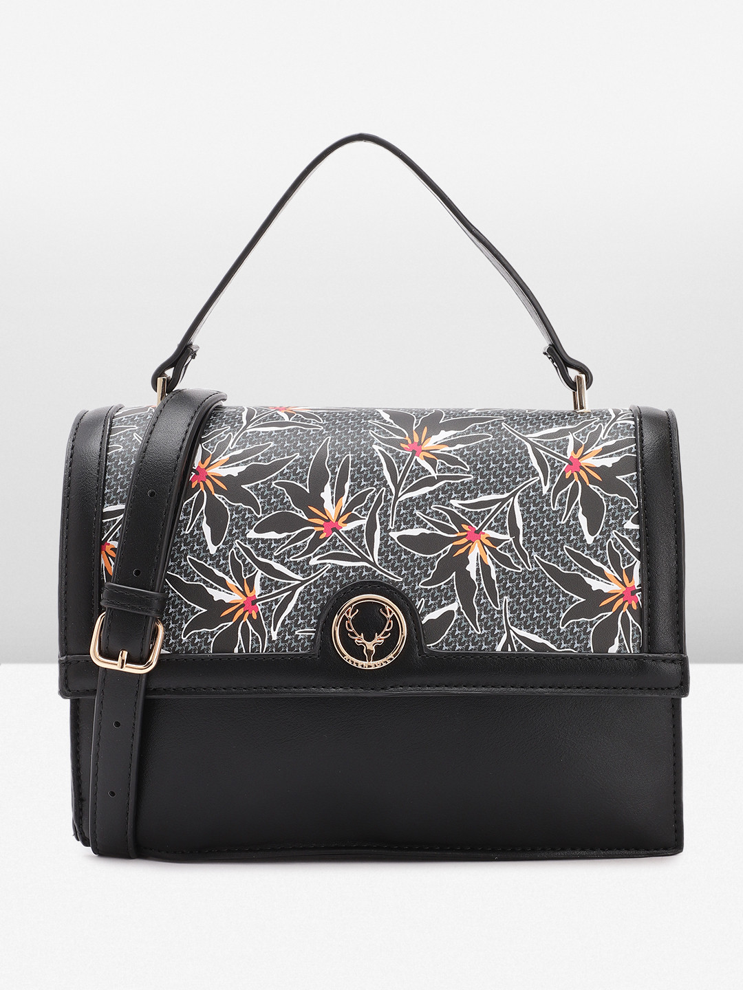 

Allen Solly Floral Printed Satchel, Black