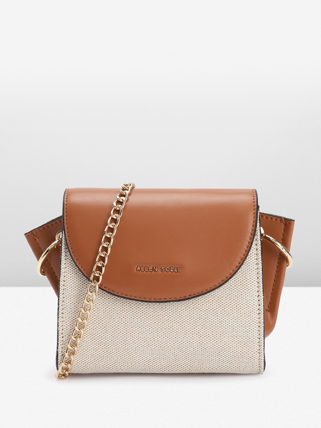

Allen Solly Colourblocked Structured Sling Bag, Beige