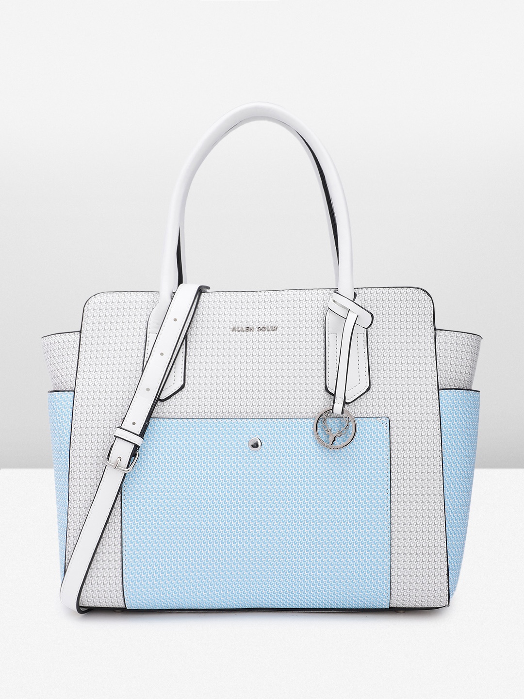 

Allen Solly Brand Logo Printed Oversized Shoulder Bag with Laptop Sleeve, Blue
