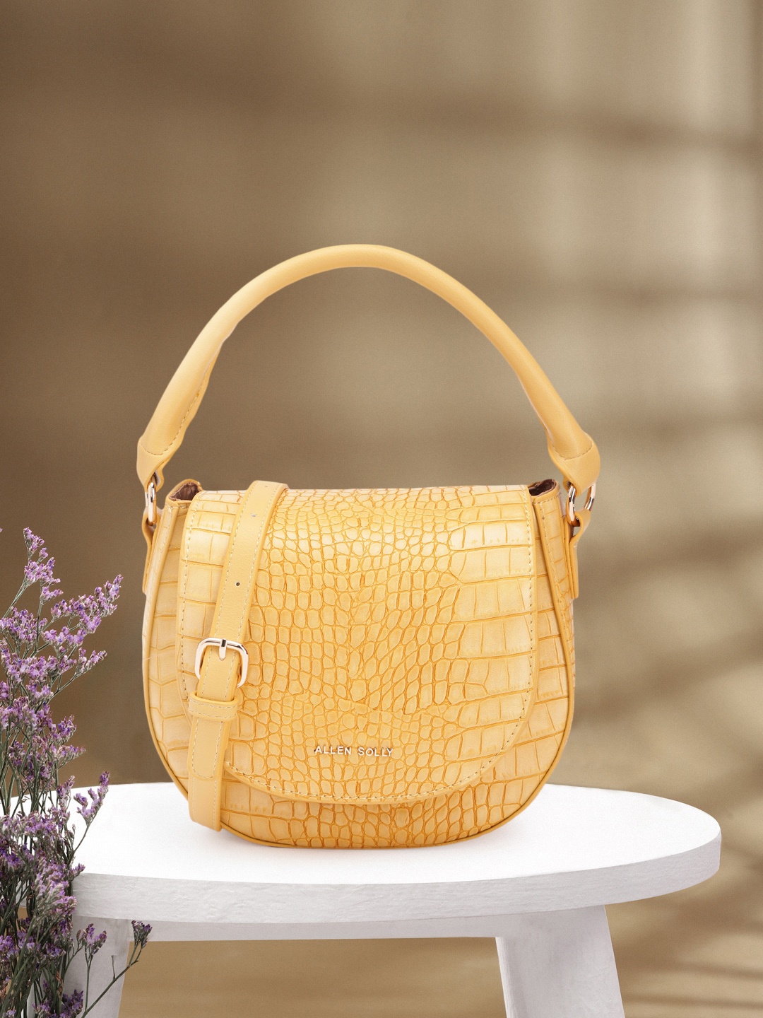 

Allen Solly Textured Handheld Bag, Mustard