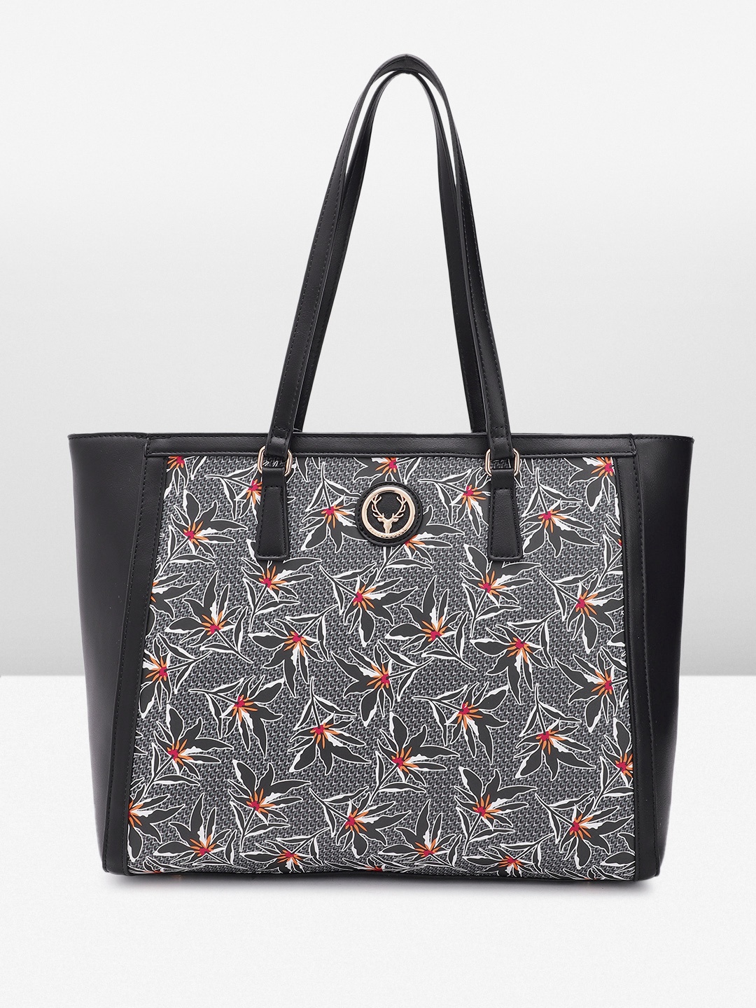

Allen Solly Floral Printed Structured Laptop Shoulder Bag, Black
