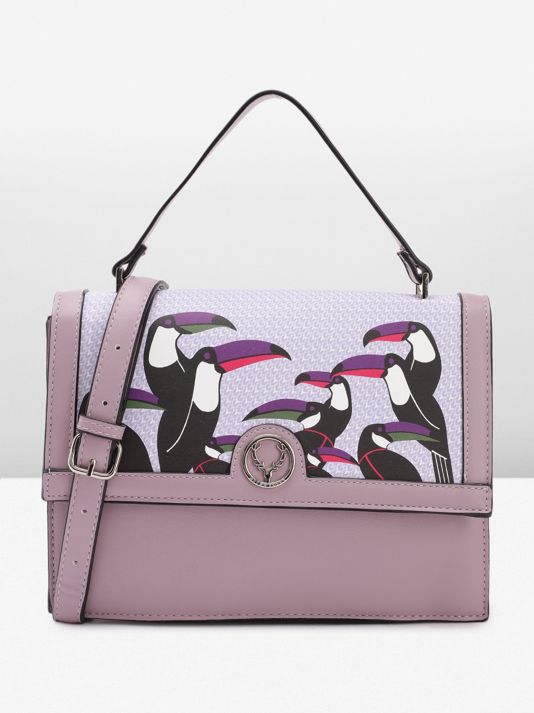 

Allen Solly Women Printed Satchel, Purple