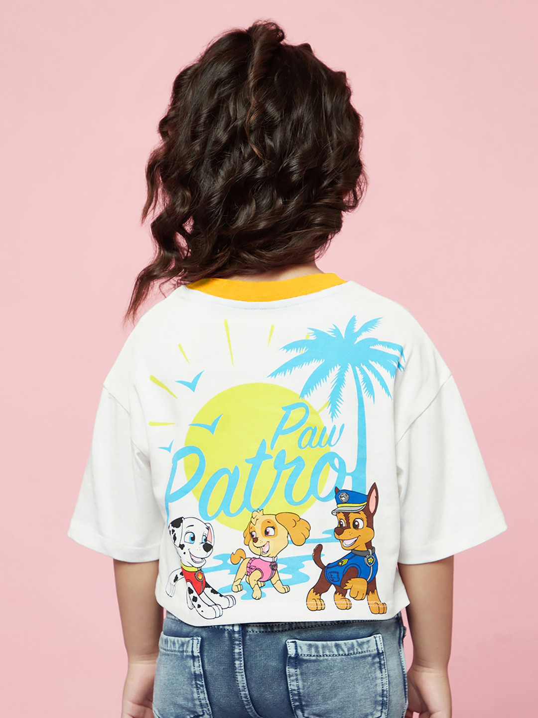 

SPUNKIES Girls Humour & Comic Printed Drop-Shoulder Sleeves Cotton Crop T-shirt, White