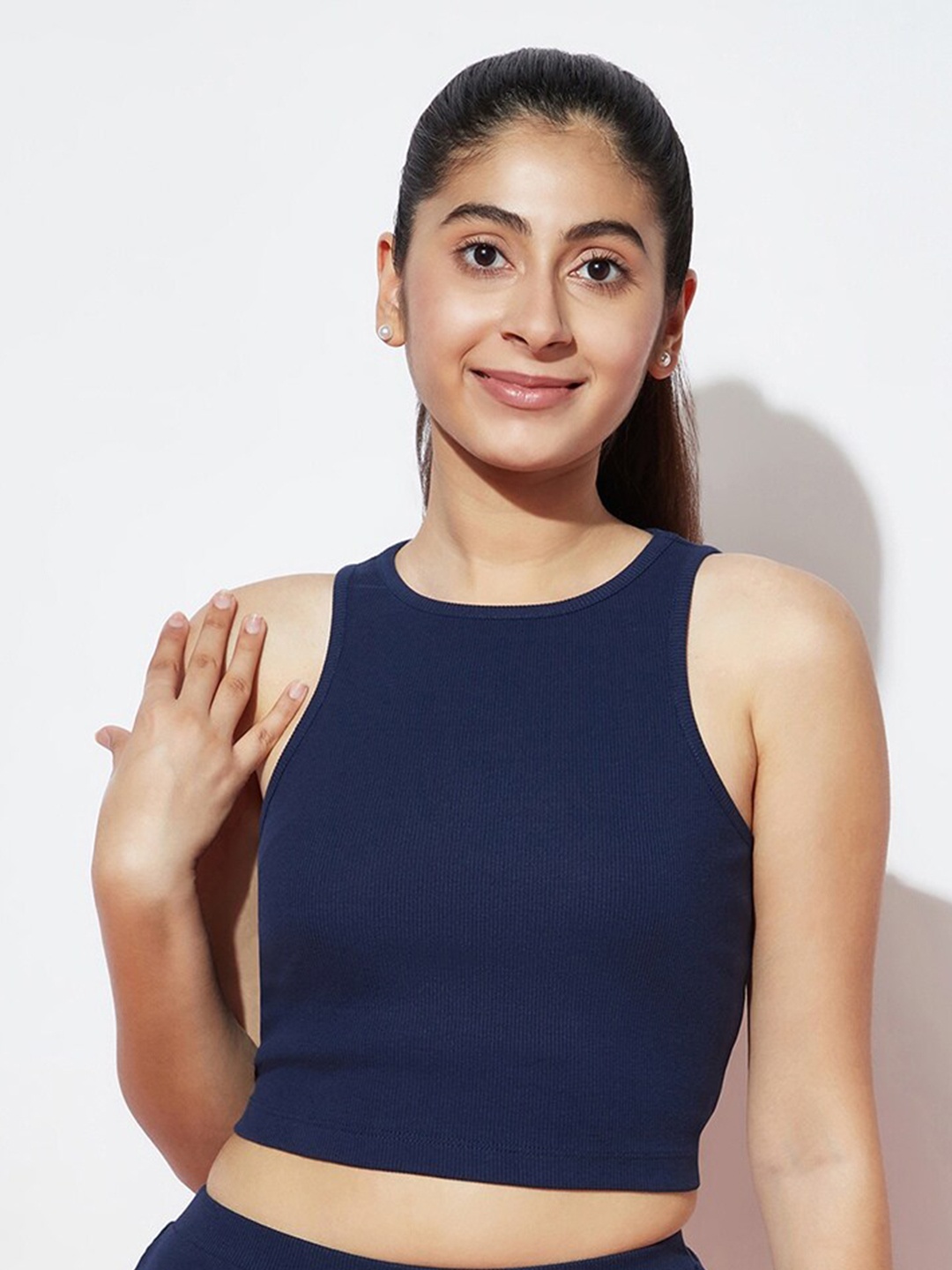 

SPUNKIES Girls Sleeveless Styled Back Crop Top, Navy blue