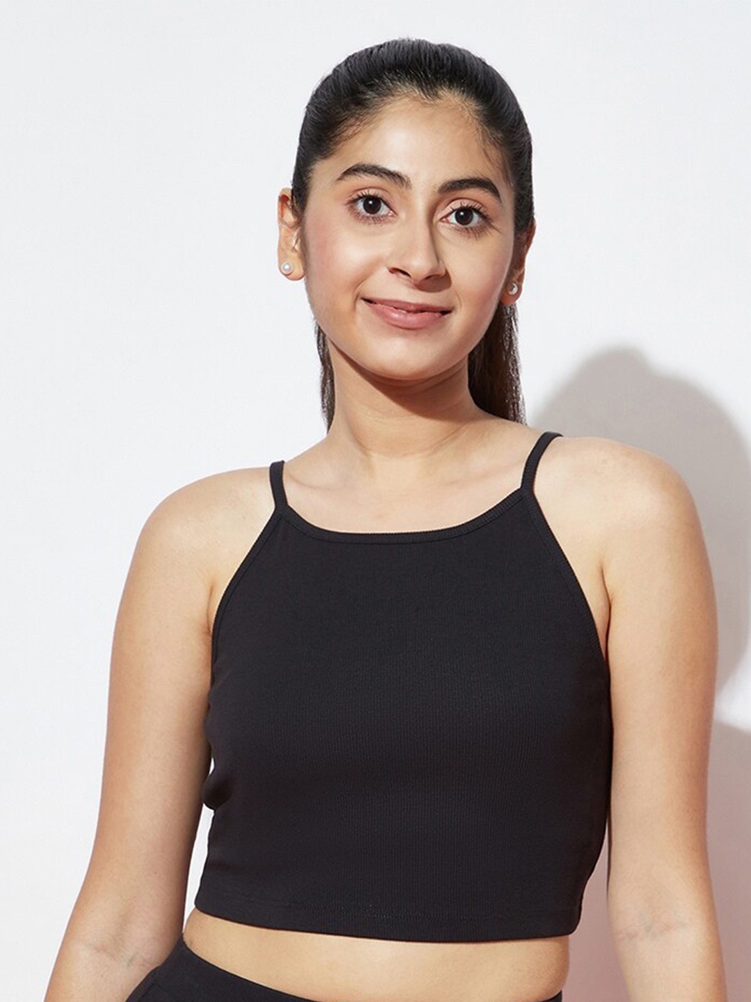 

SPUNKIES Girls Shoulder Straps Styled Back Crop Top, Black