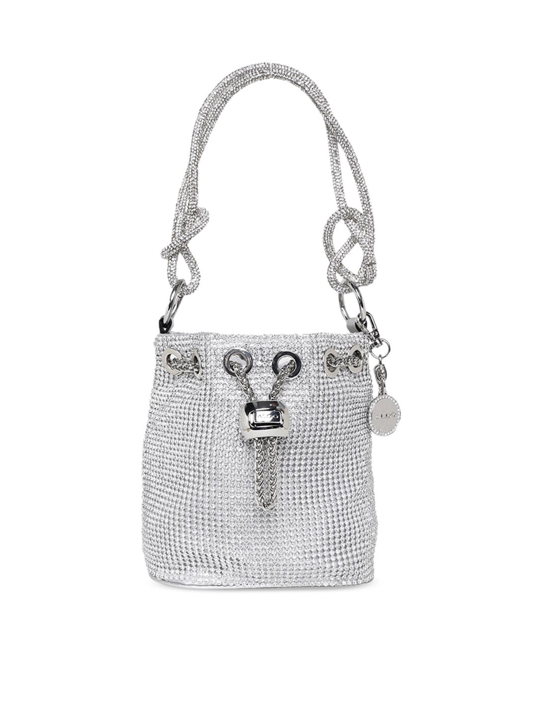 

ALDO Embellished Bucket Handheld Bag, Silver
