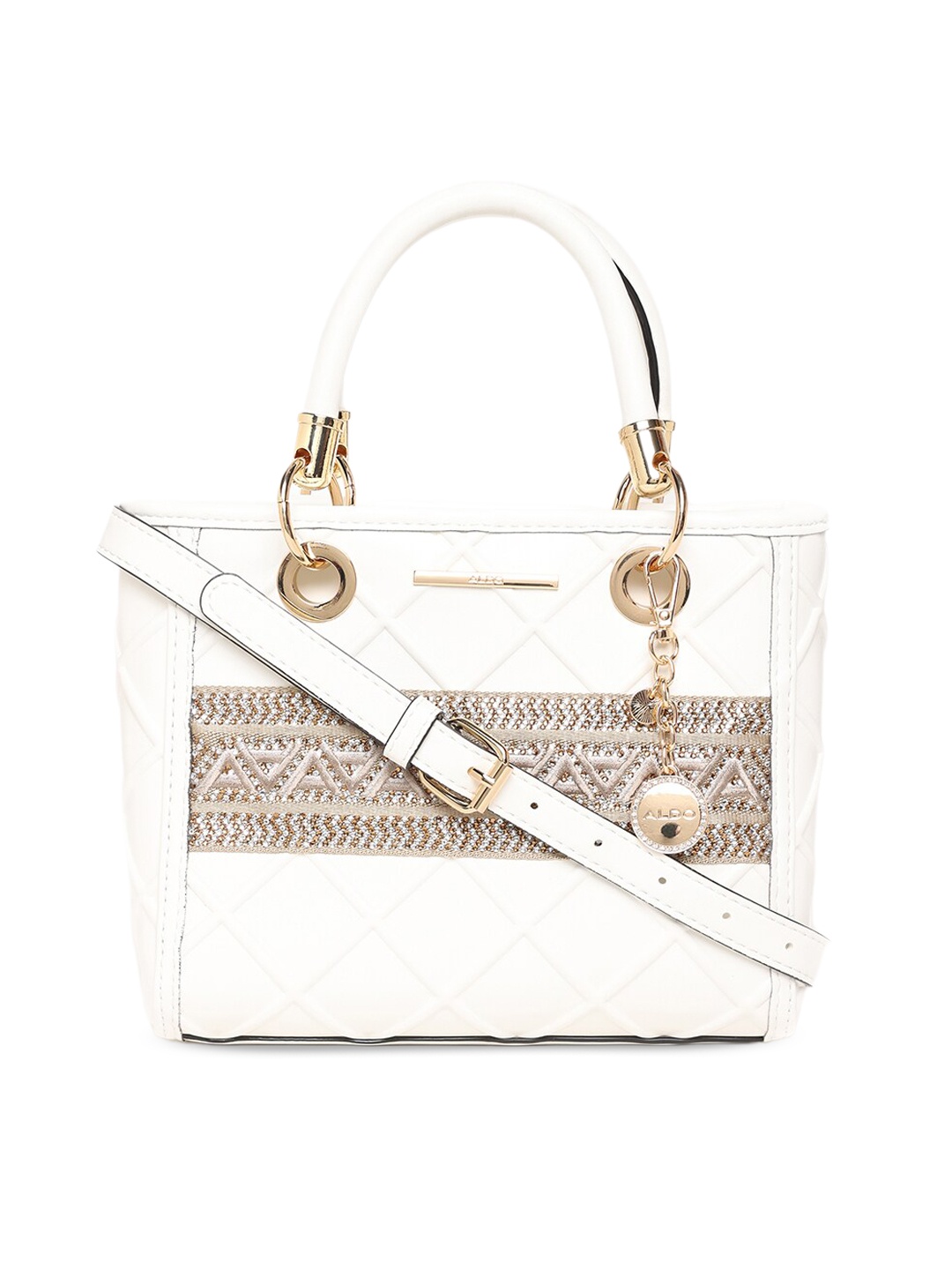 

ALDO Textured Structured Handheld Bag With Quilted, White