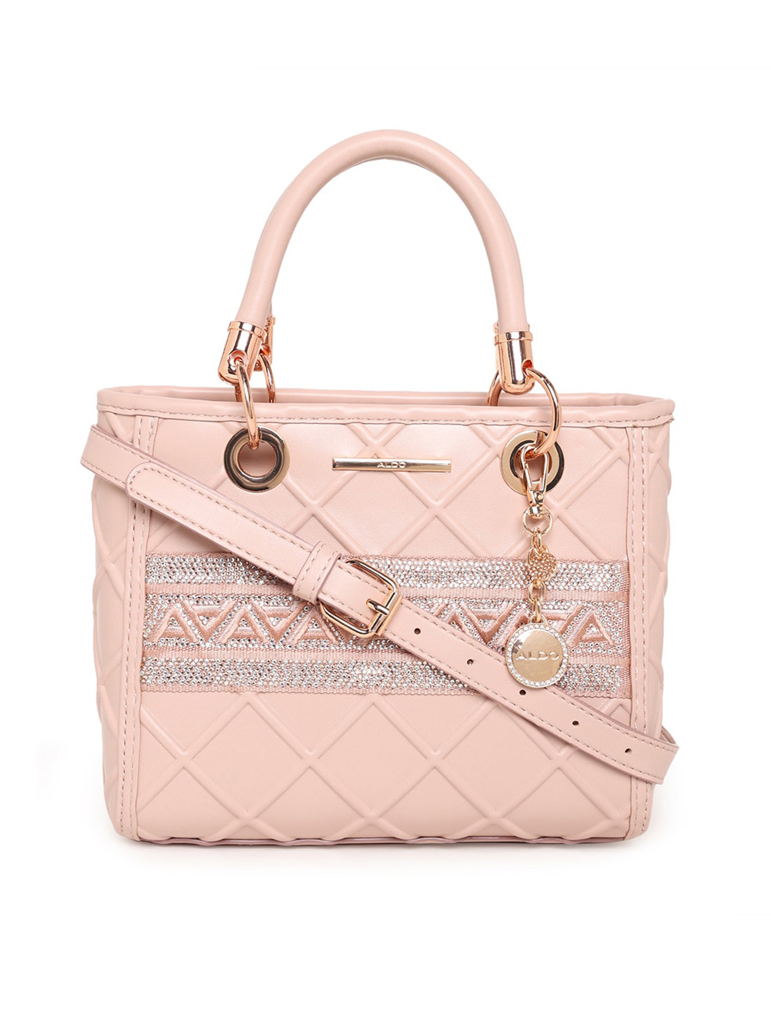 

ALDO Textured Structured Handheld Bag With Quilted, Pink