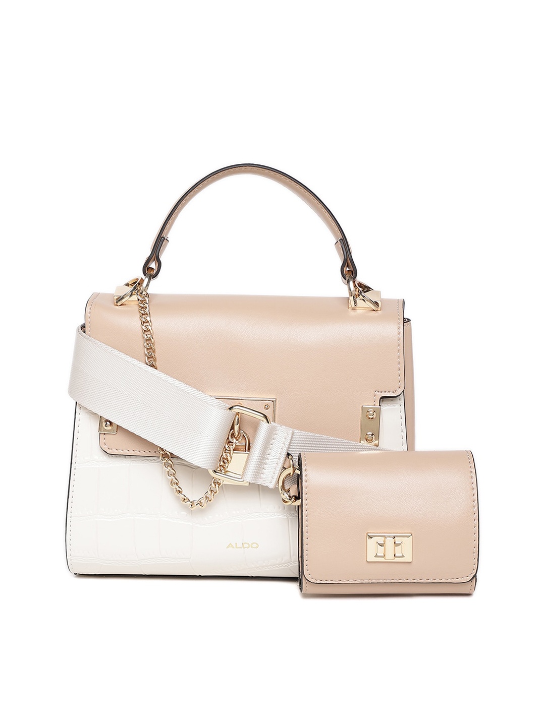 

ALDO Colourblocked Structured Satchel, Beige