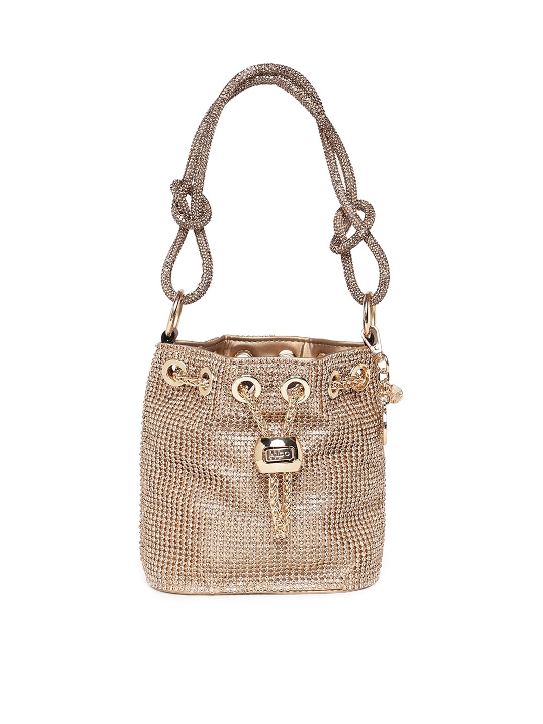 

ALDO Embellished Bucket Handheld Bag, Gold