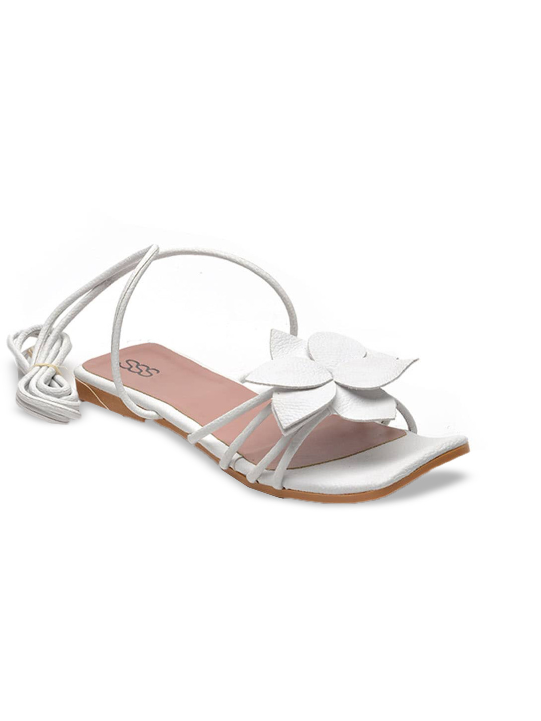 

Street Style Store Women Floral Embellished Lace Up Gladiators, Off white