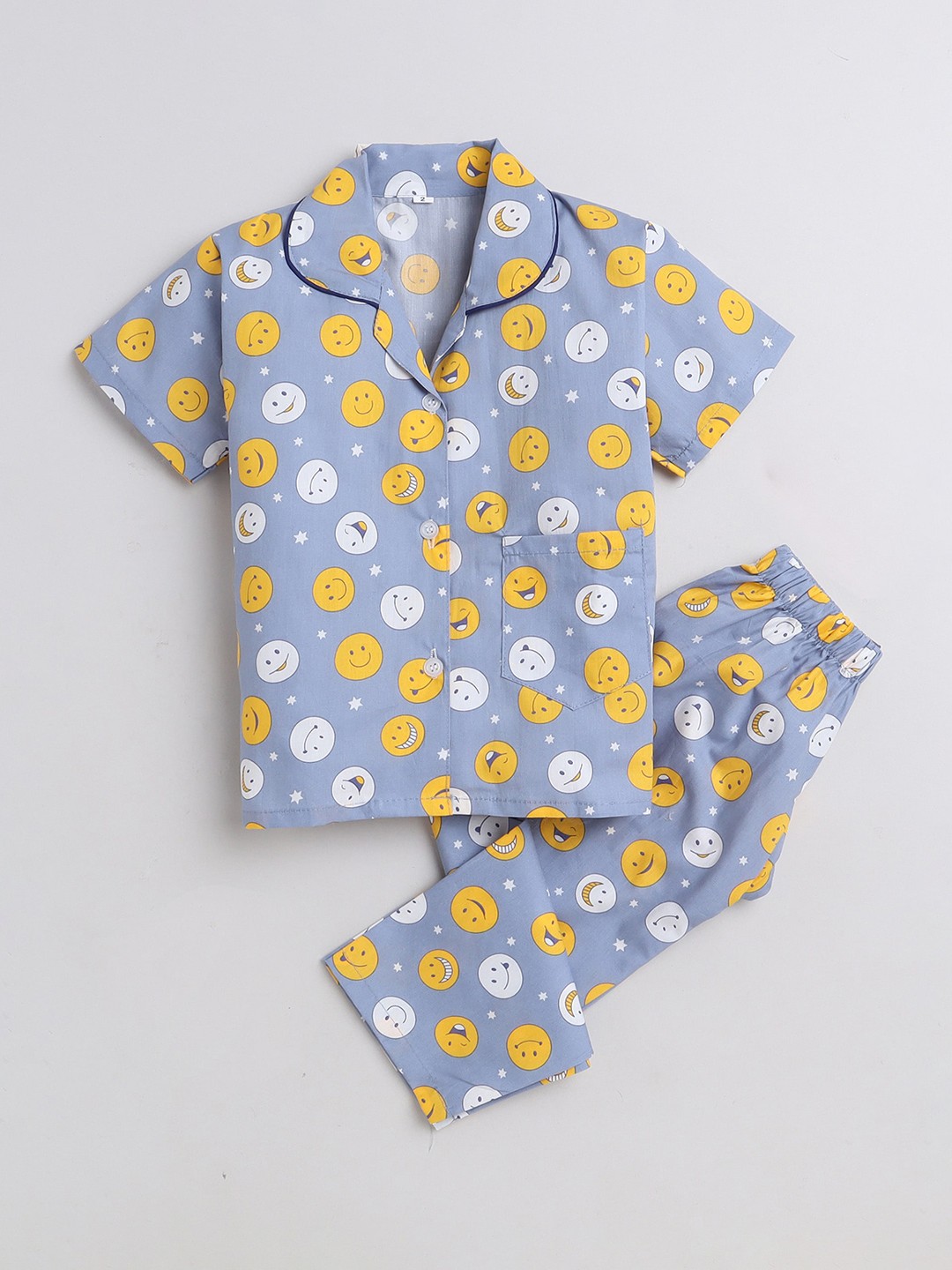 

The Magic Wand Kids Conversational Printed Pure Cotton Night Suit, Blue