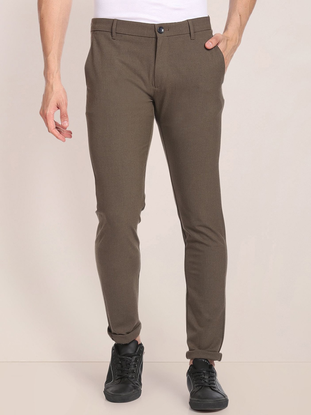 

U.S. Polo Assn. Men Mid Rise Chinos Trousers, Brown