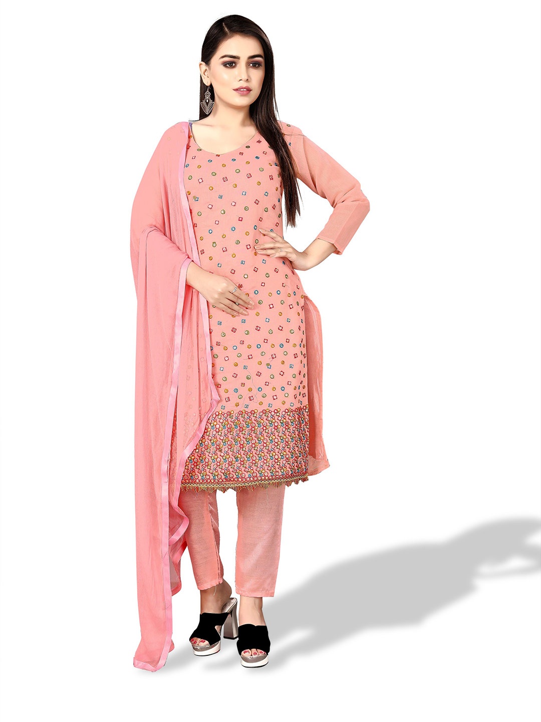 

Winza Designer Pink & Blue Unstitched Dress Material