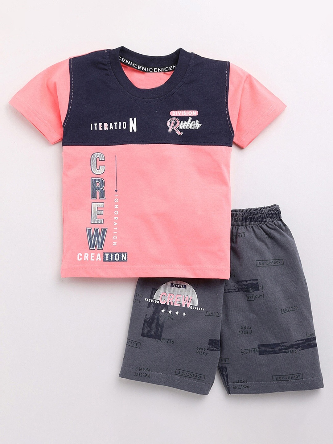 

YK Boys Printed Pure Cotton T-shirt with Shorts, Coral