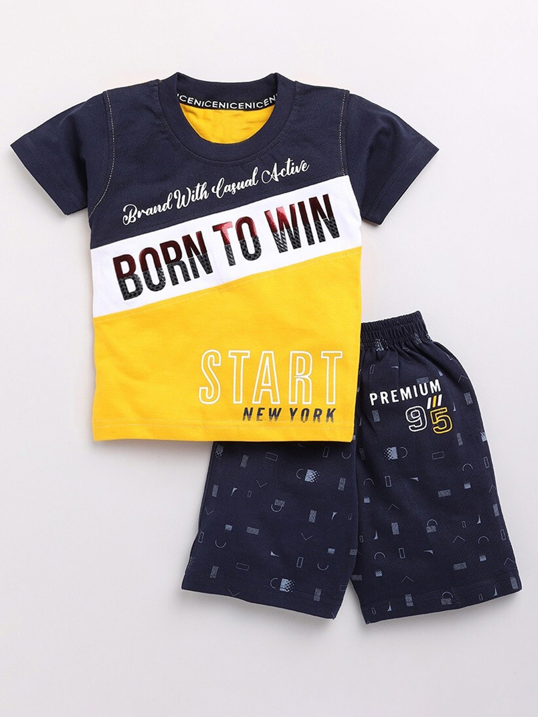 

YK Boys Printed Pure Cotton T-shirt with Shorts, Yellow