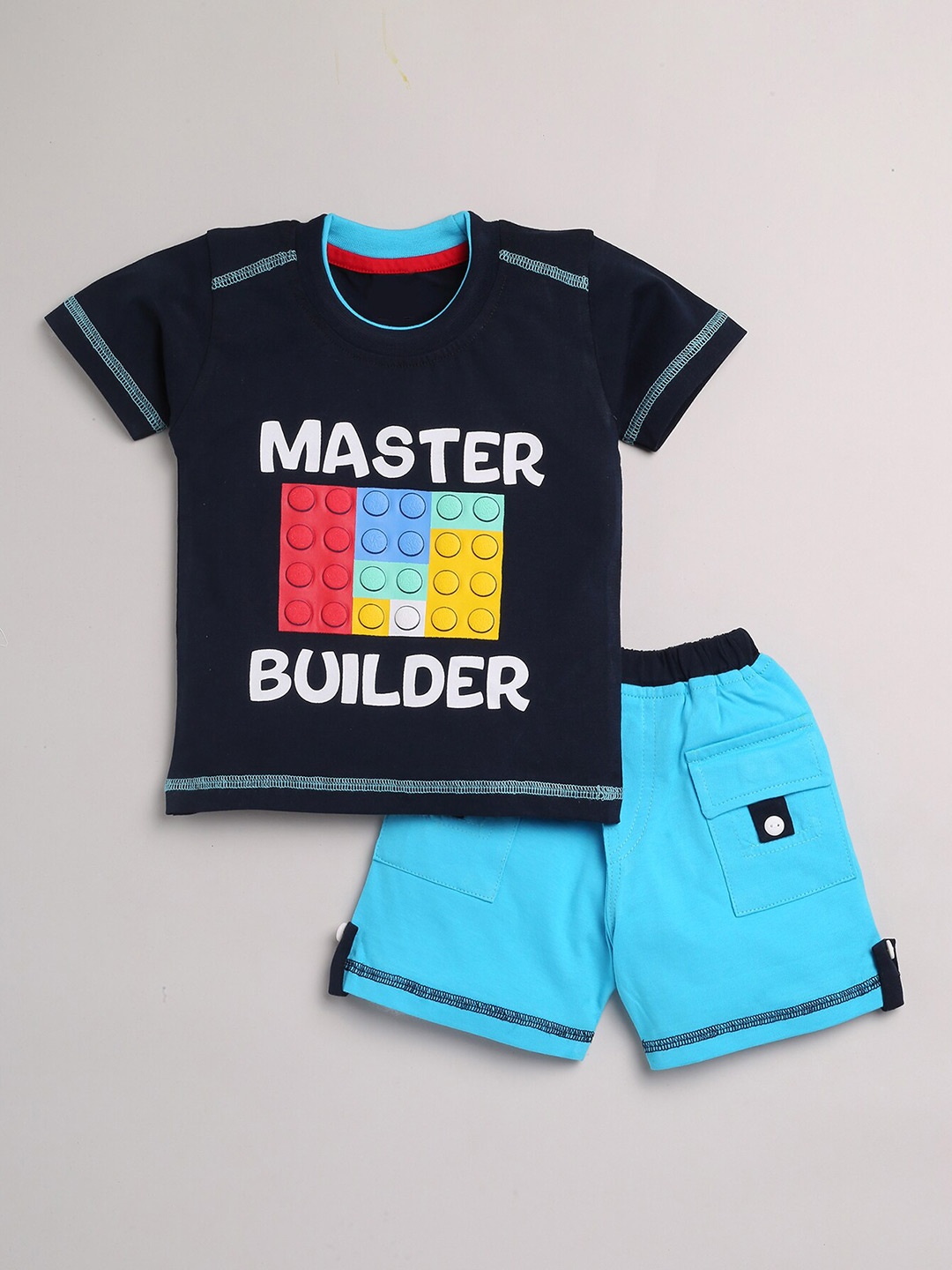 

YK Boys Printed Pure Cotton T-shirt with Shorts, Navy blue