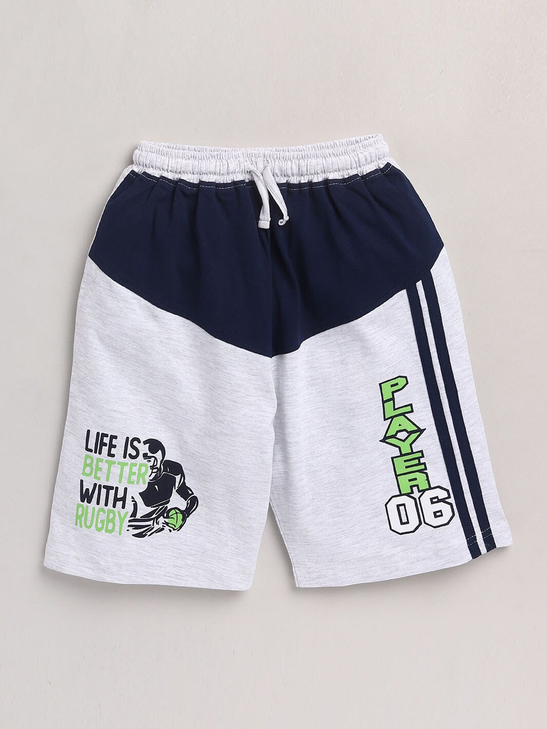 

YK Boys Typography Printed Knee Length Pure Cotton Shorts, Grey melange