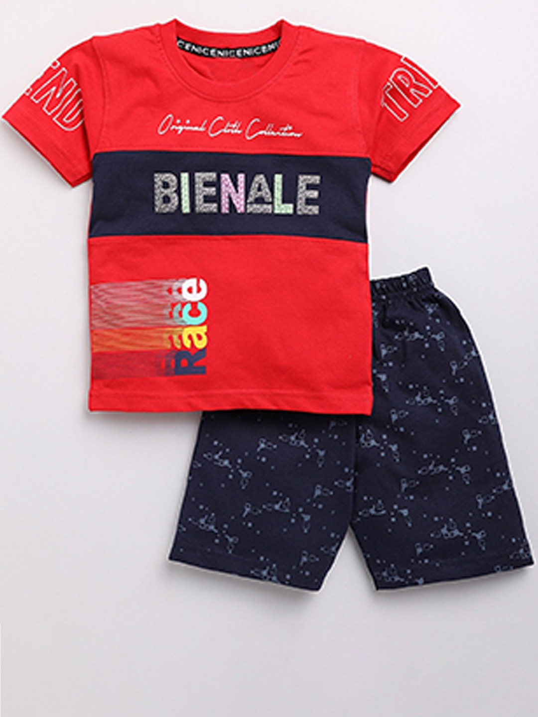 

YK Boys Printed Pure Cotton T-shirt with Shorts, Red