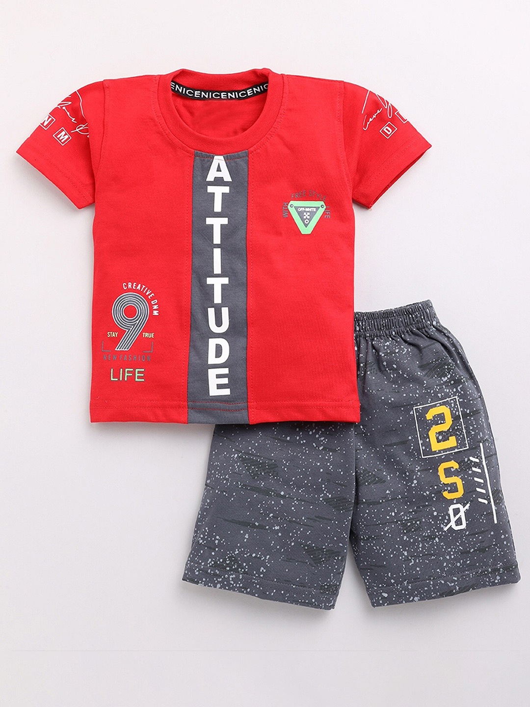 

YK Boys Printed Pure Cotton T-shirt with Shorts, Red